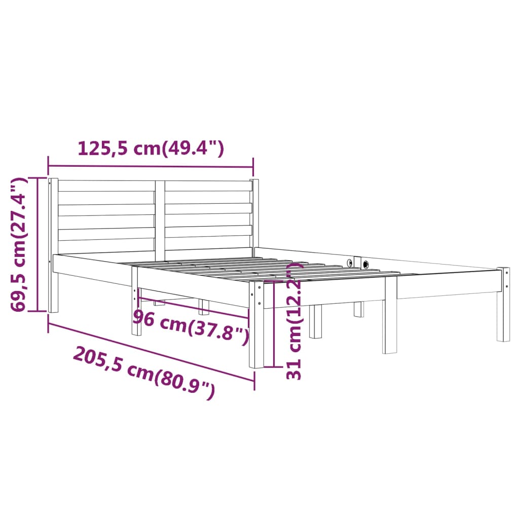 vidaXL Bedframe massief grenenhout wit 120x200 cm