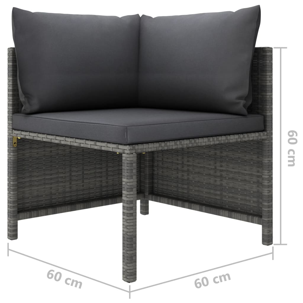 vidaXL 8-delige Loungeset met kussens poly rattan grijs