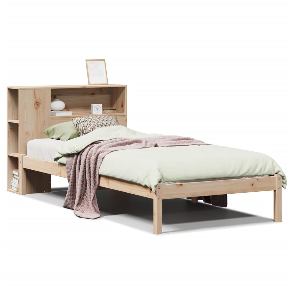 vidaXL Bed met boekenkast zonder matras massief grenenhout 90x190 cm