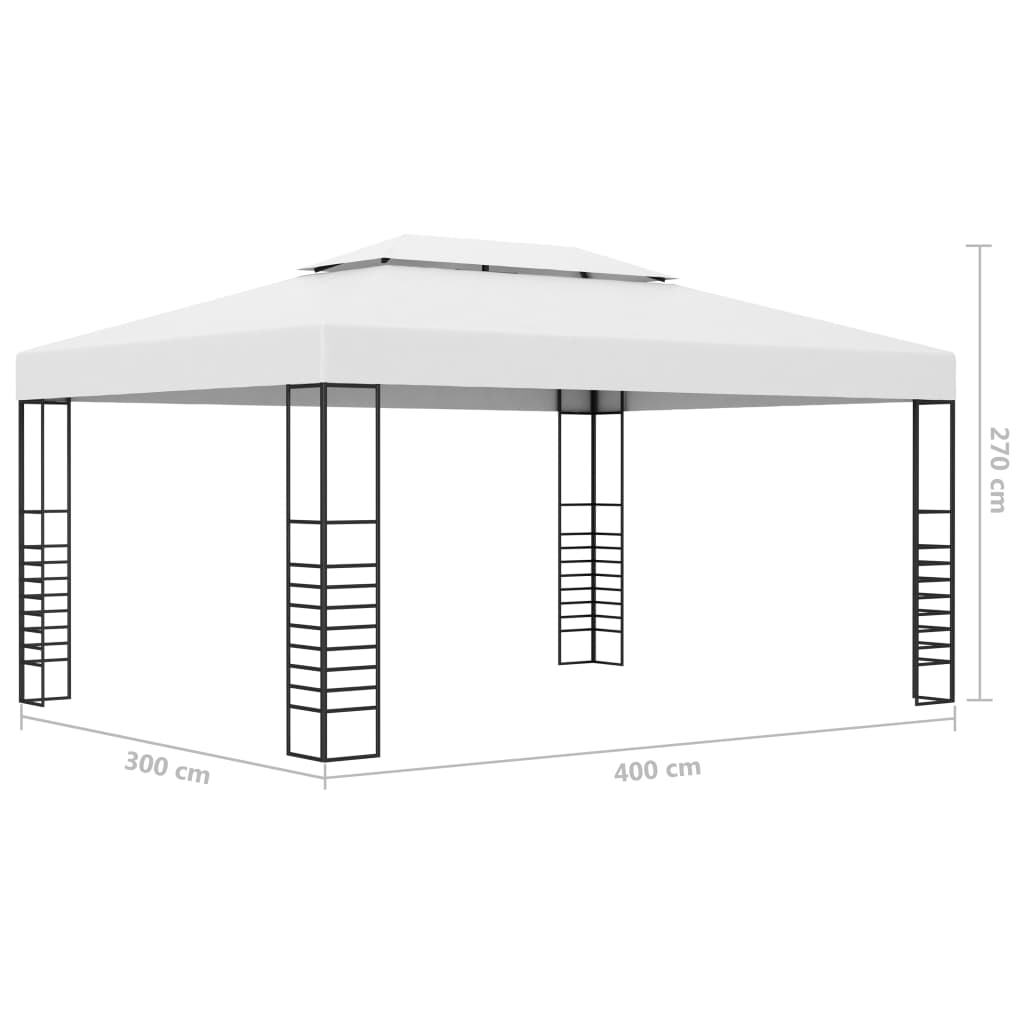 vidaXL Prieel met LED-lichtslinger 4x3x2,7 m wit