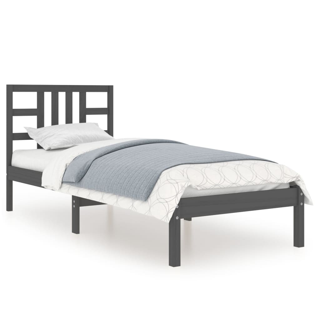 vidaXL Bedframe massief hout zwart 90x190 cm