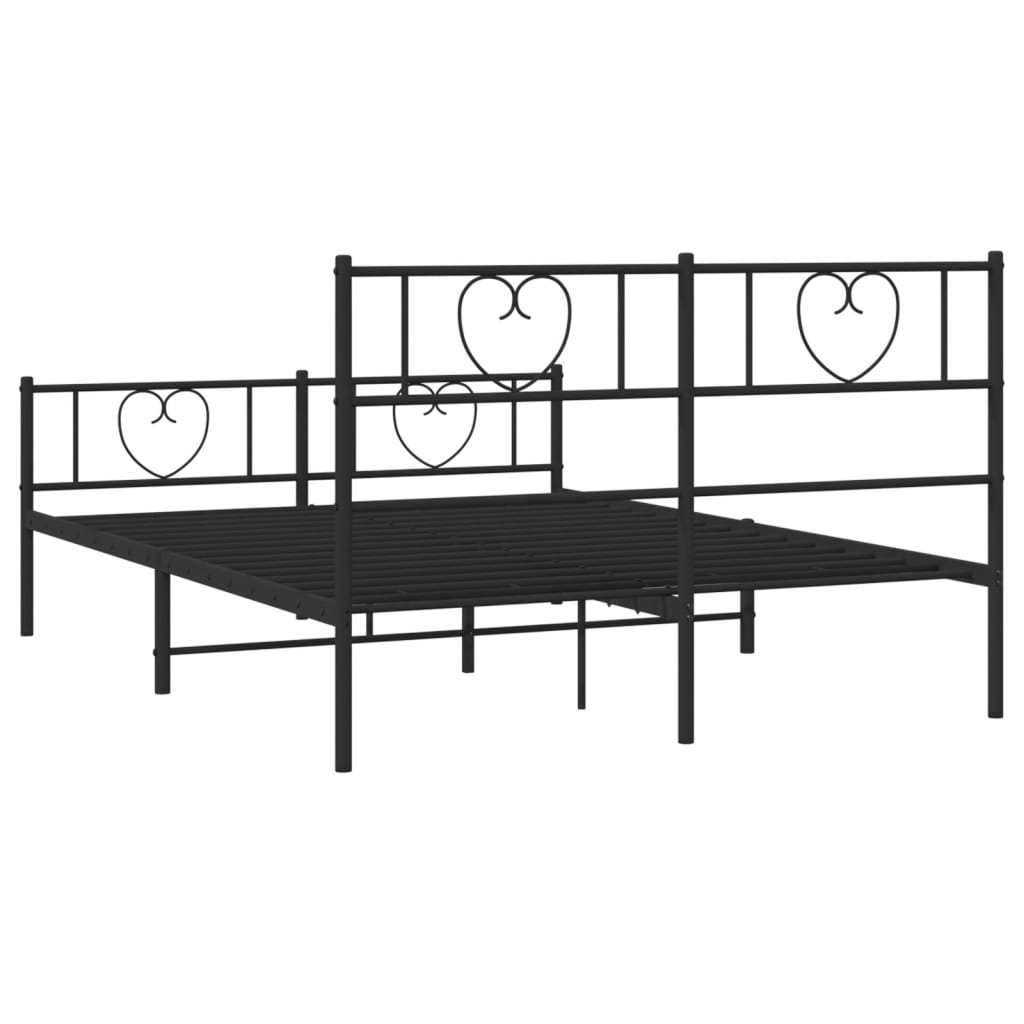 vidaXL Bedframe met hoofd- en voeteneinde metaal zwart 140x190 cm