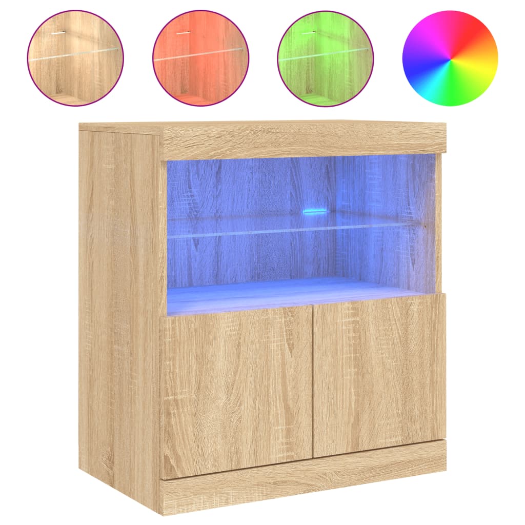 vidaXL Dressoir met LED-verlichting 60x37x67 cm sonoma eikenkleurig