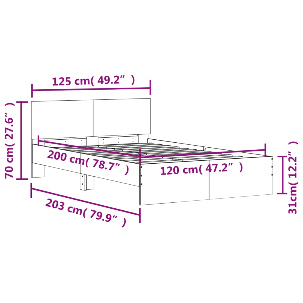 vidaXL Bedframe met hoofdeinde zwart 120x200 cm