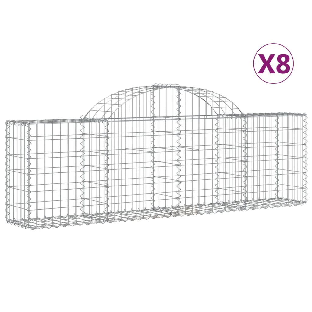 vidaXL Schanskorven 8 st gewelfd 200x30x60/80 cm gegalvaniseerd ijzer