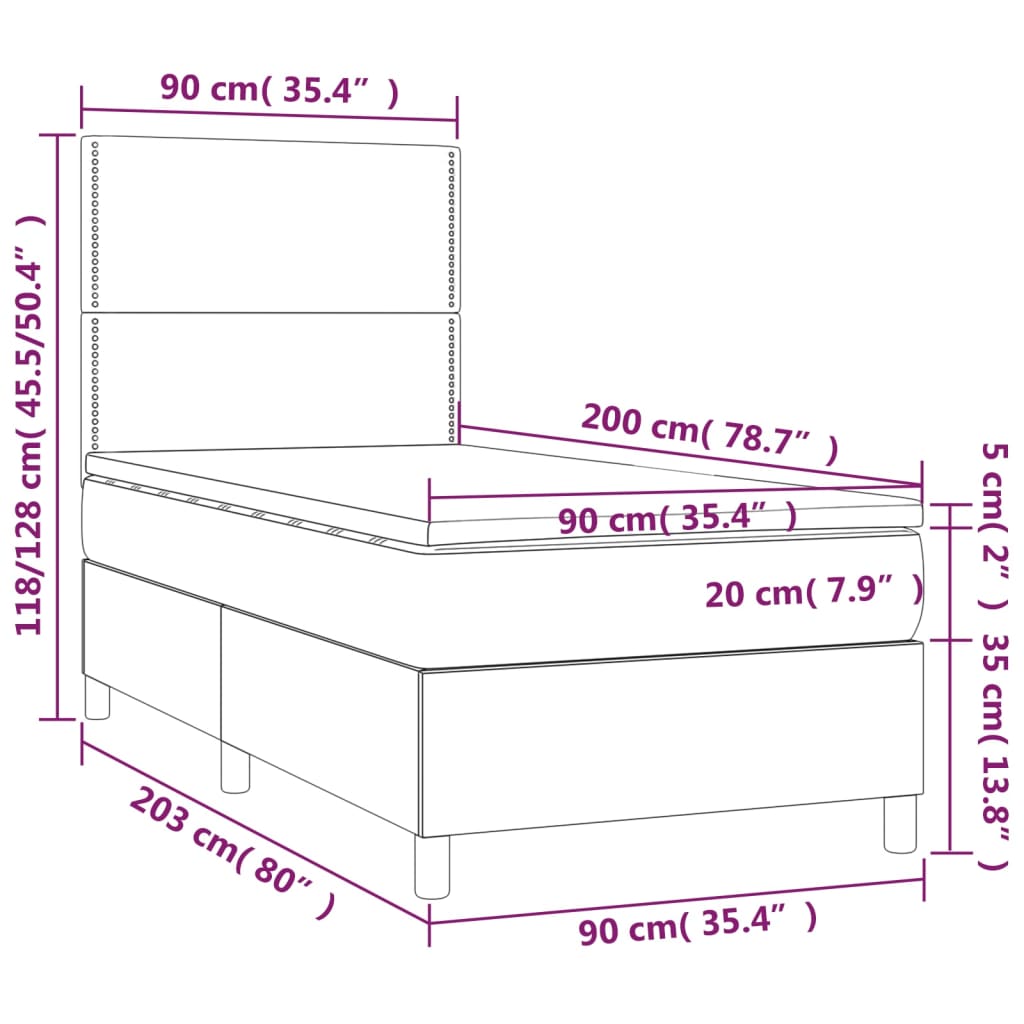 vidaXL Boxspring met matras kunstleer zwart 90x200 cm