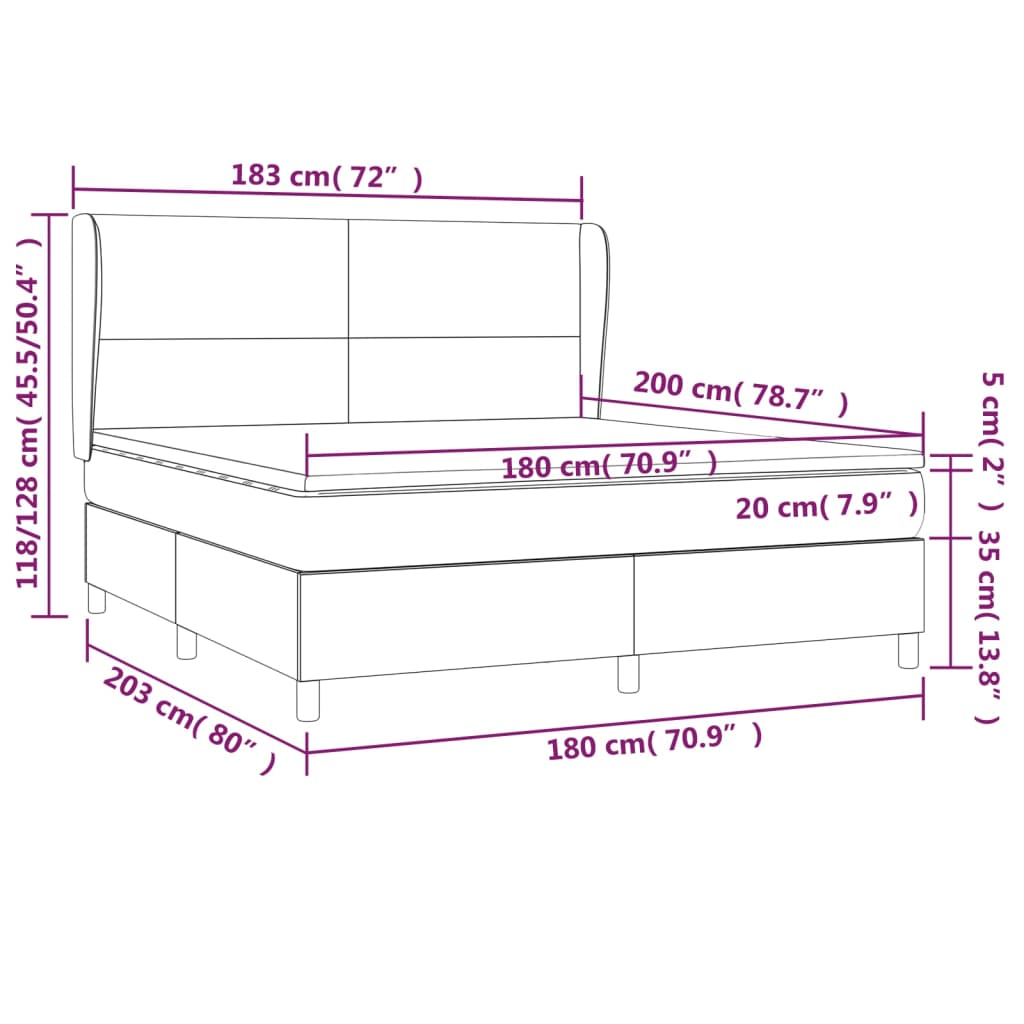 vidaXL Boxspring met matras kunstleer cappuccinokleurig 180x200 cm