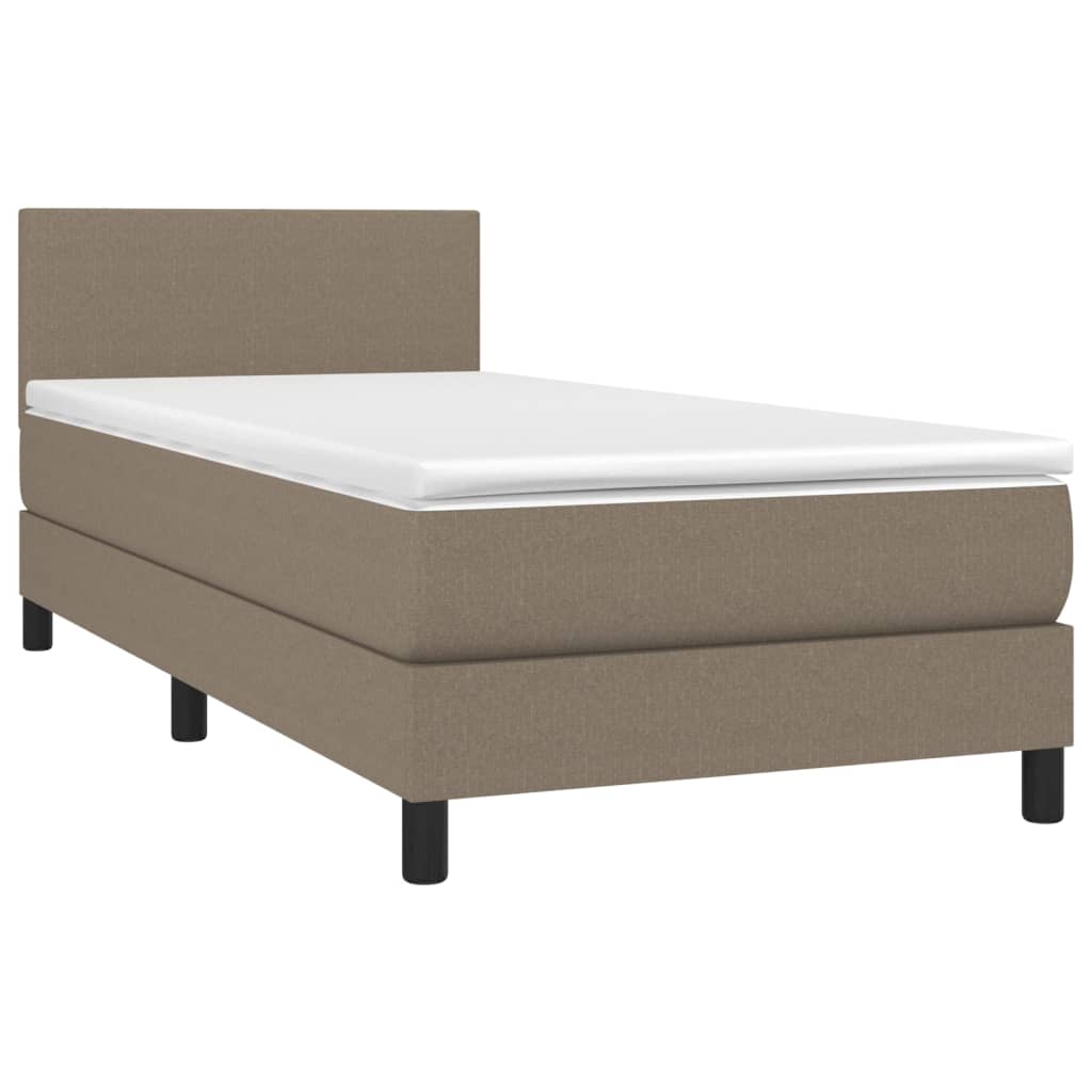 vidaXL Boxspring met matras stof taupe 90x200 cm