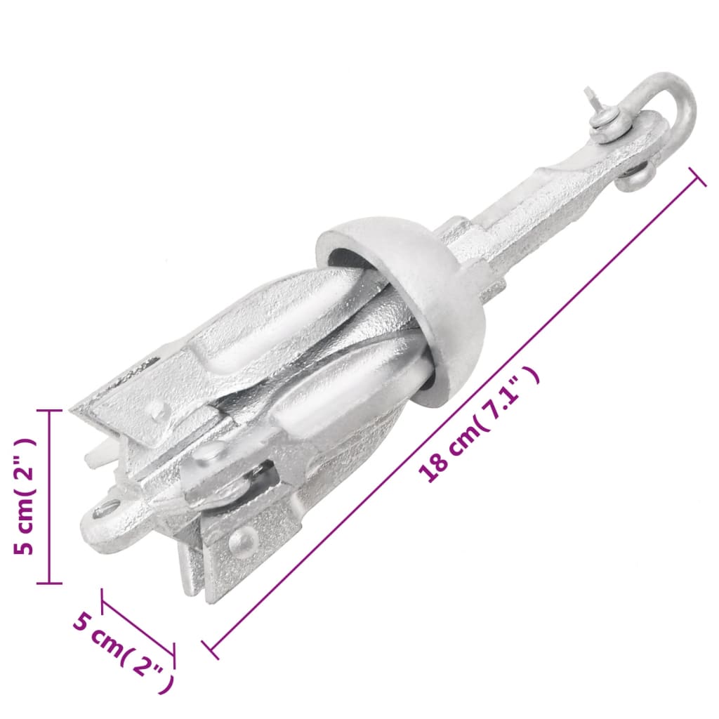 vidaXL Anker inklapbaar 0,7 kg smeedijzer zilver