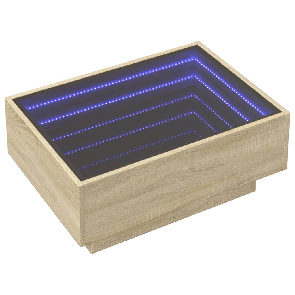 vidaXL Salontafel met LED 70x50x30 cm bewerkt hout sonoma eikenkleurig