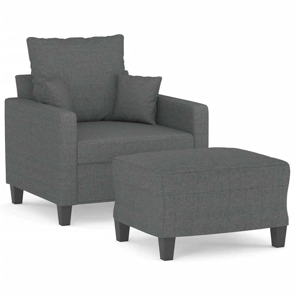 vidaXL Fauteuil met voetenbank 60 cm stof donkergrijs