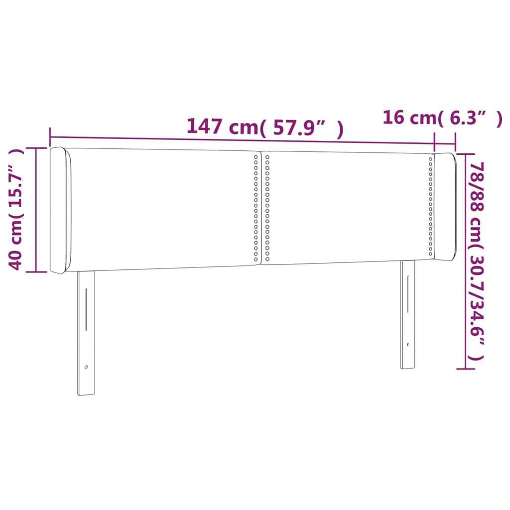 vidaXL Hoofdbord LED 147x16x78/88 cm kunstleer wit