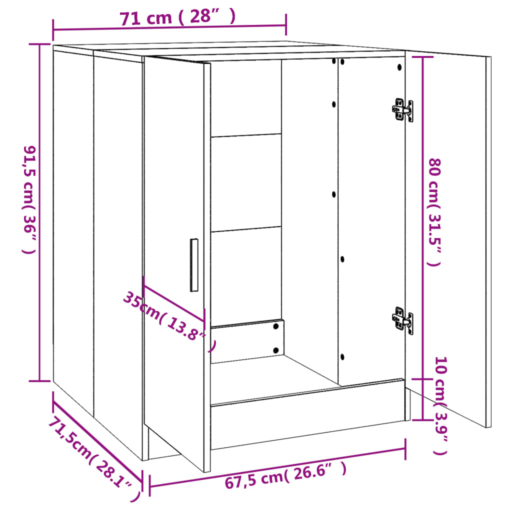 vidaXL Wasmachinekast 71x71,5x91,5 cm bruin eikenkleur