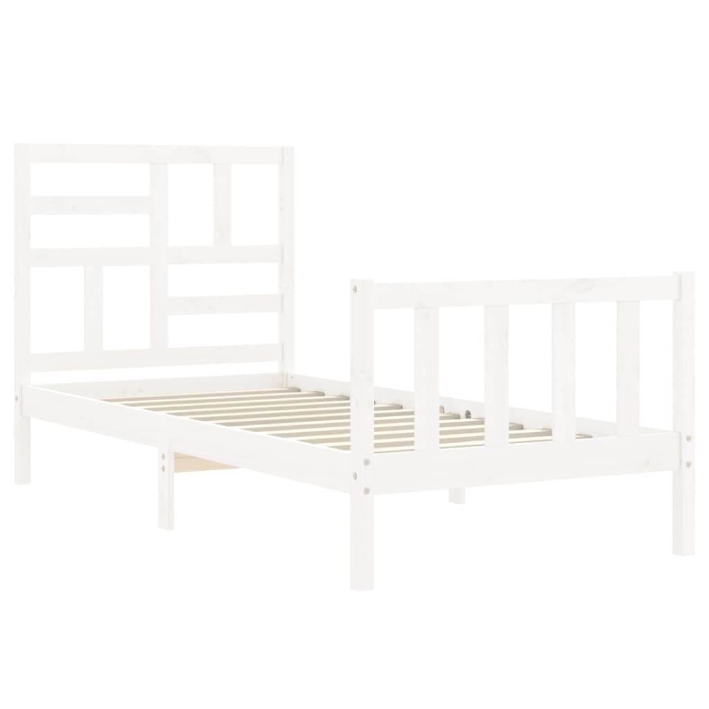 vidaXL Bedframe met hoofdbord massief hout wit