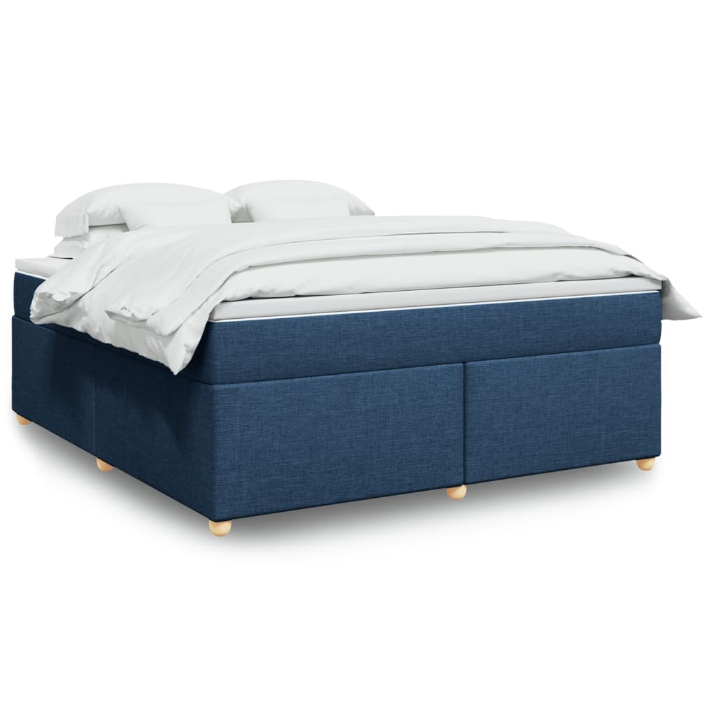 vidaXL Boxspring met matras stof blauw 180x200 cm