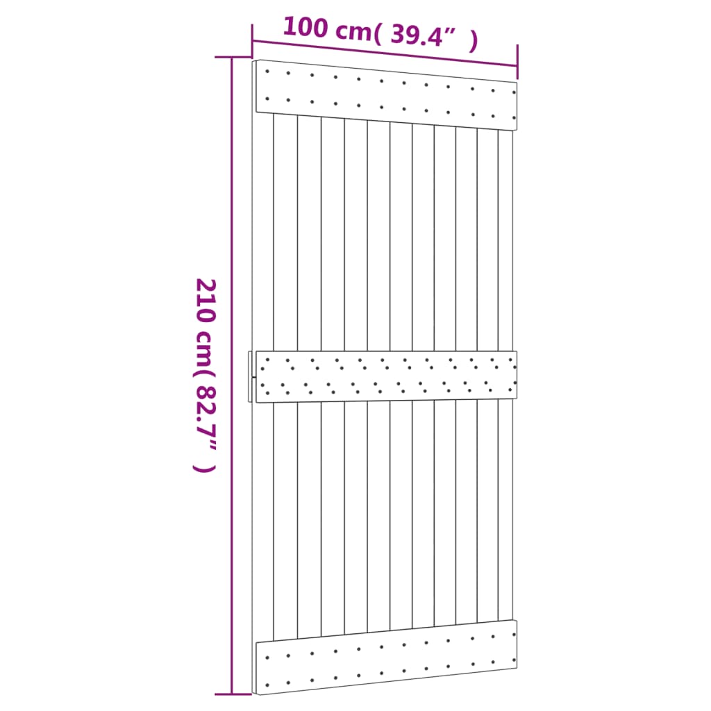 vidaXL Deur NARVIK 100x210 cm massief grenenhout