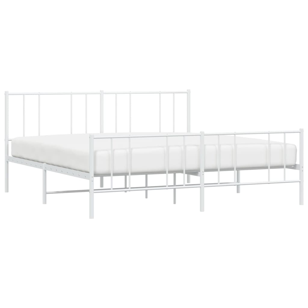 vidaXL Bedframe met hoofd- en voeteneinde metaal wit 193x203 cm