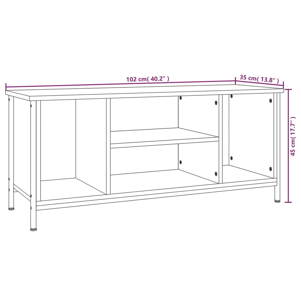 vidaXL Tv-meubel 102x35x45 cm bewerkt hout gerookt eikenkleurig