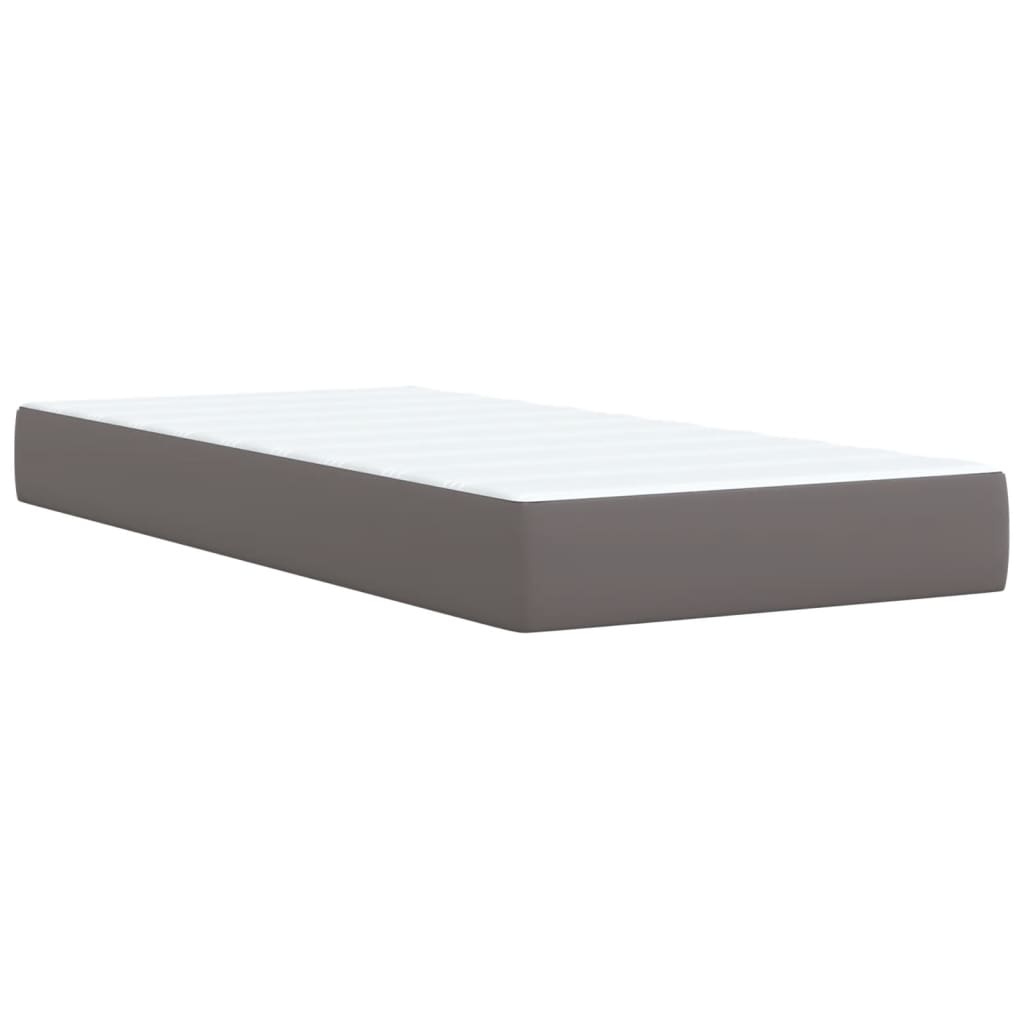 vidaXL Boxspring met matras kunstleer grijs 90x200 cm