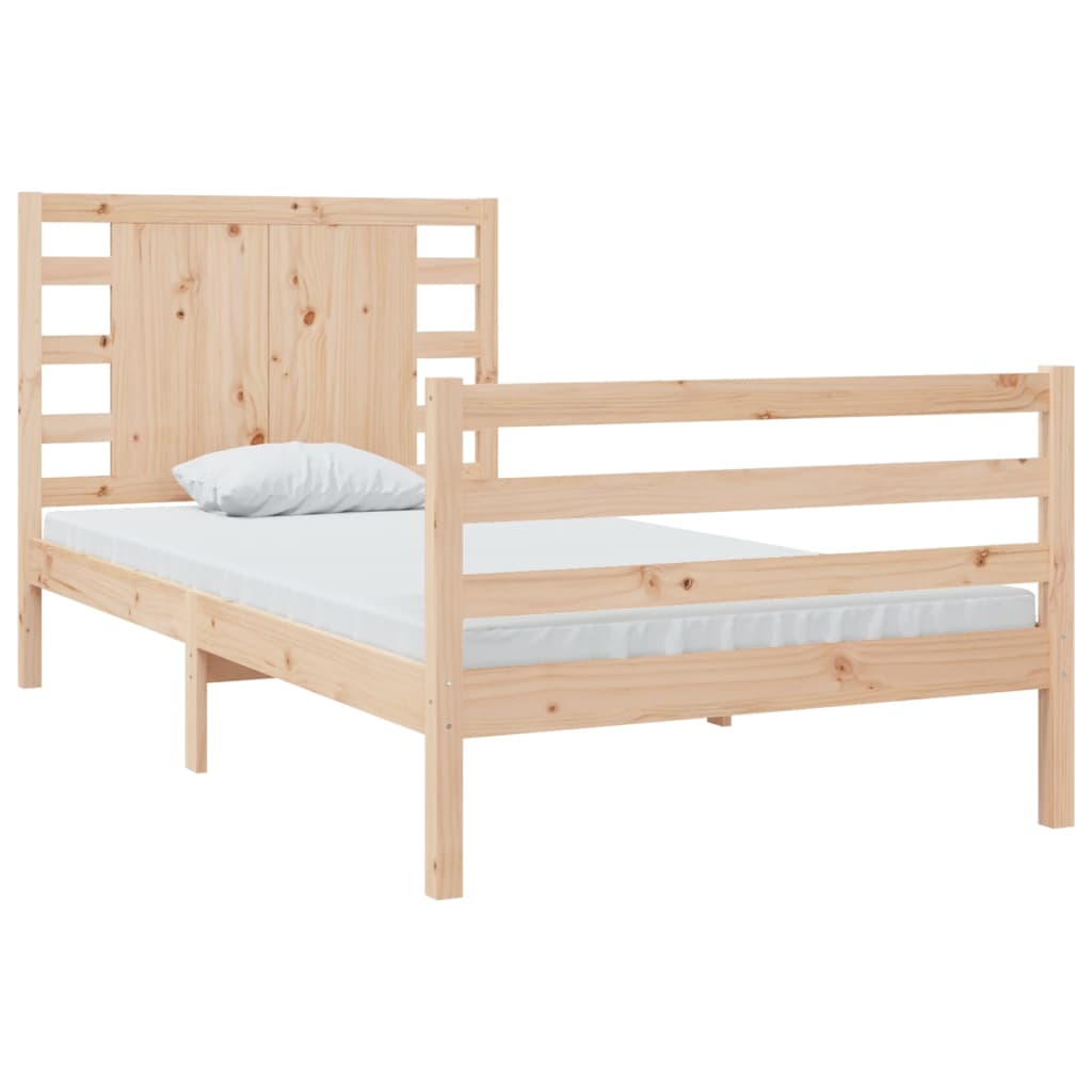 vidaXL Bedframe massief grenenhout zwart 75x190 cm