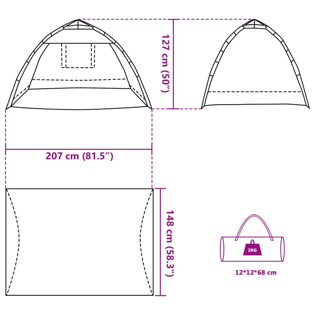 vidaXL Strandtent 2-persoons waterdicht snelontgrendeling azuurblauw