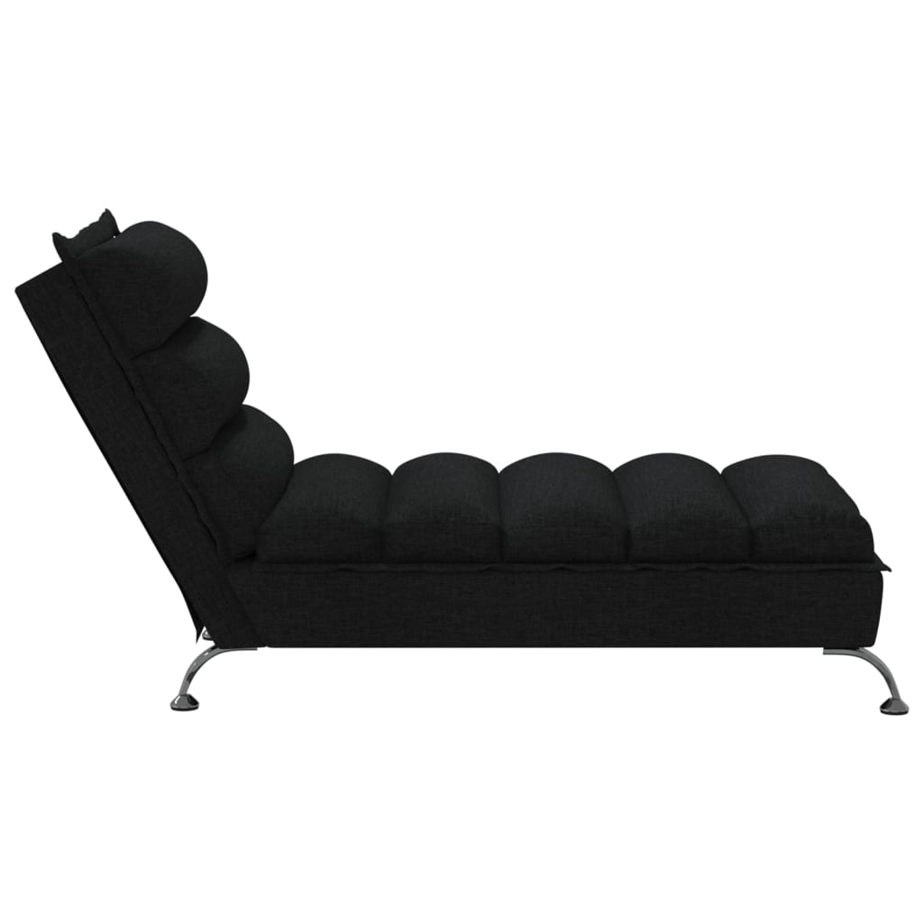 vidaXL Chaise longue met kussens stof zwart