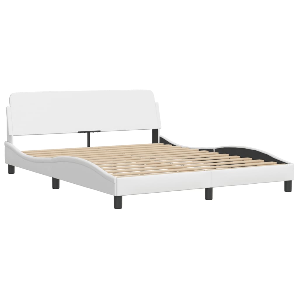 vidaXL Bedframe met LED-verlichting kunstleer wit 160x200 cm