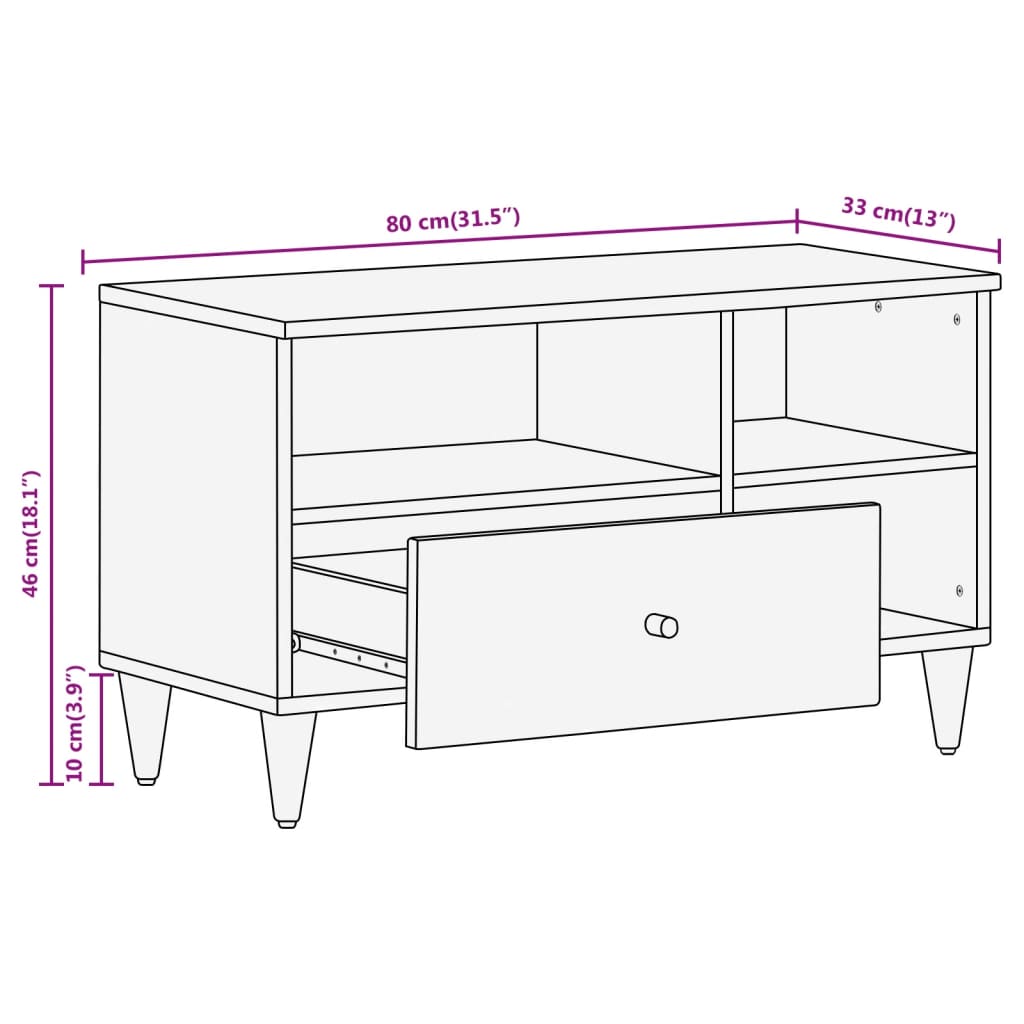 vidaXL Tv-meubel 80x33x46 cm massief mangohout