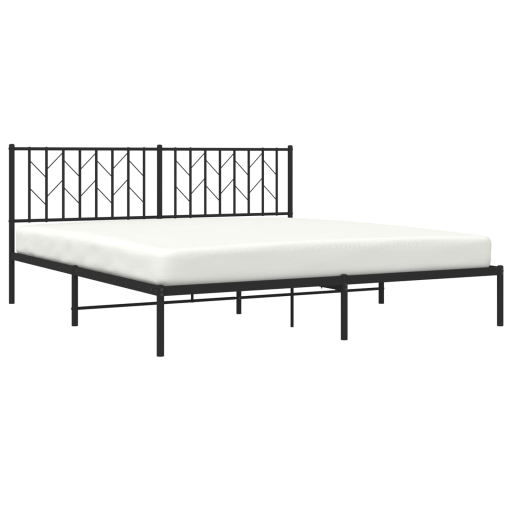 vidaXL Bedframe met hoofdbord metaal zwart 183x213 cm