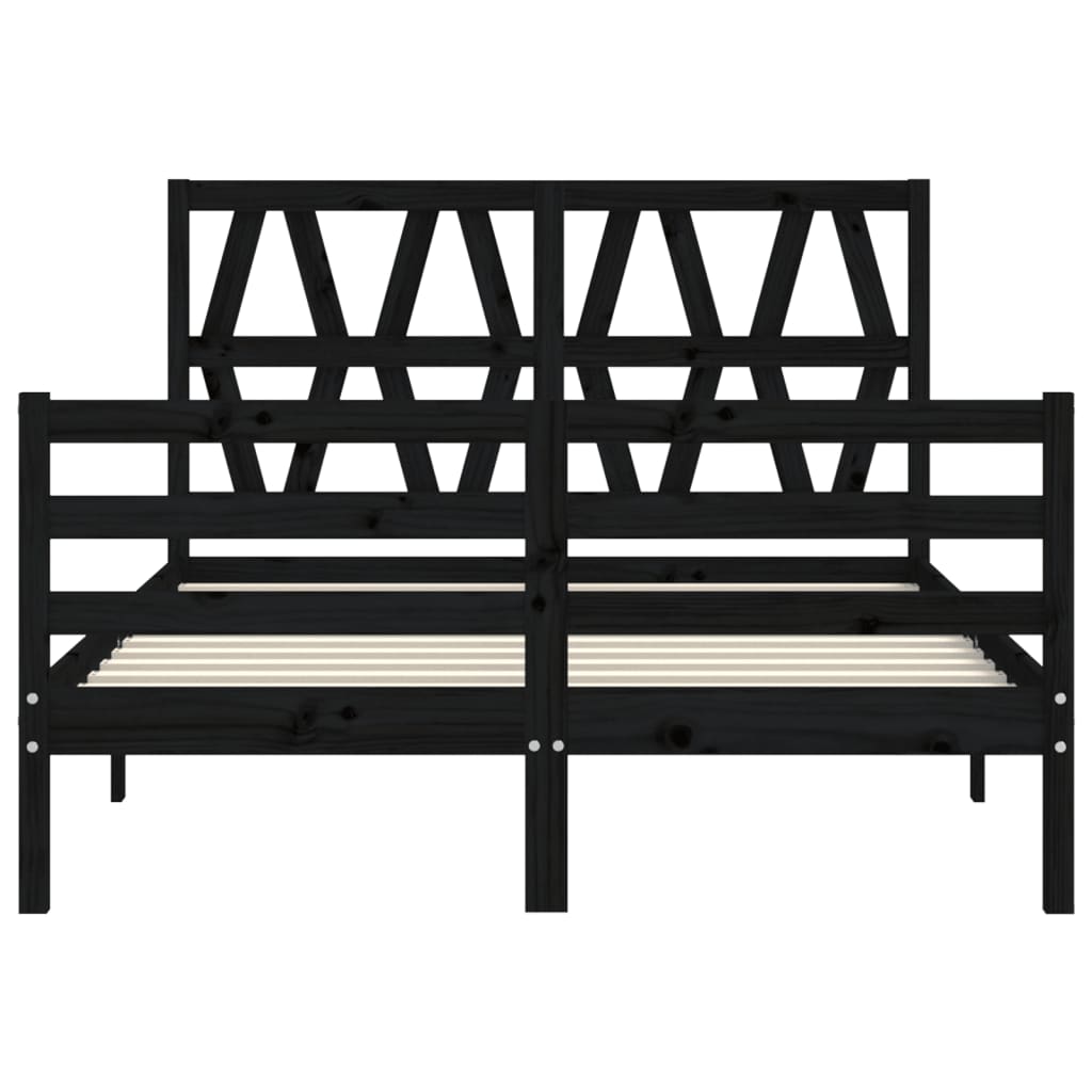 vidaXL Bedframe met hoofdbord massief hout zwart 120x200 cm