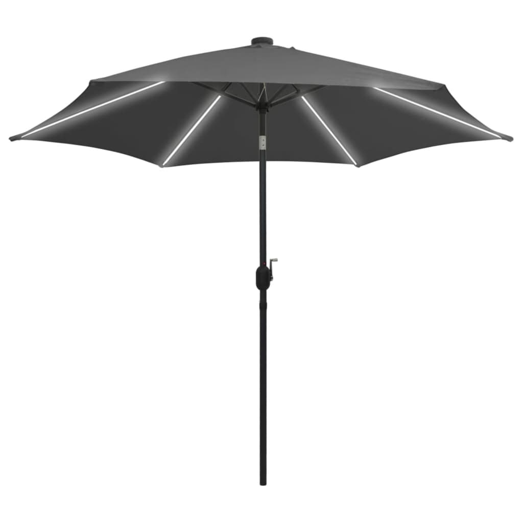 vidaXL Parasol met LED-verlichting en aluminium paal 300 cm antraciet