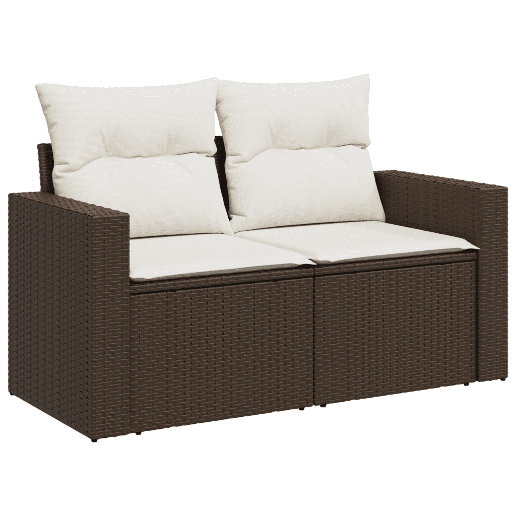 vidaXL 6-delige Loungeset met kussens poly rattan bruin