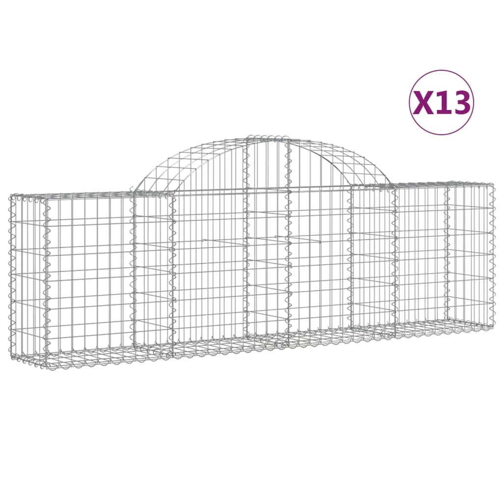 vidaXL Schanskorven 13 st gewelfd 200x30x60/80 cm gegalvaniseerd ijzer