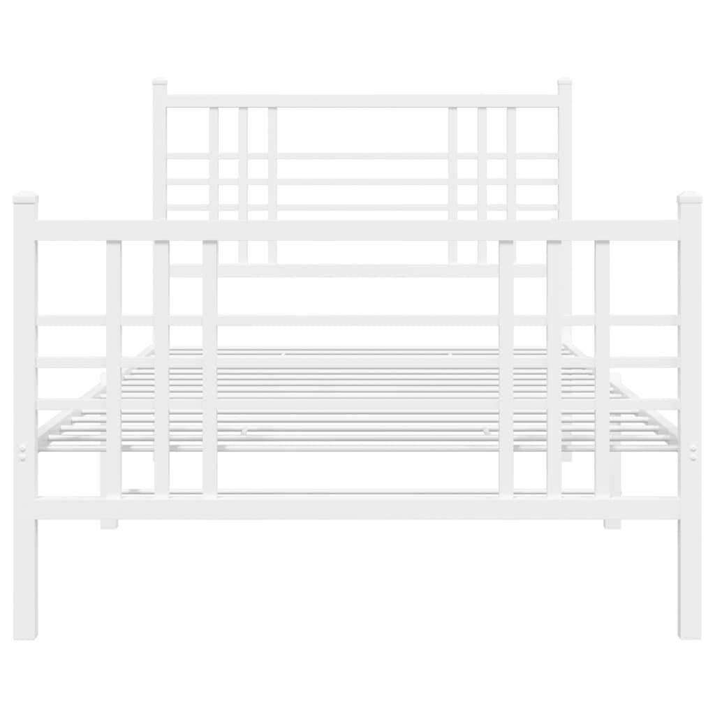 vidaXL Bedframe met hoofd- en voeteneinde metaal wit 100x190 cm