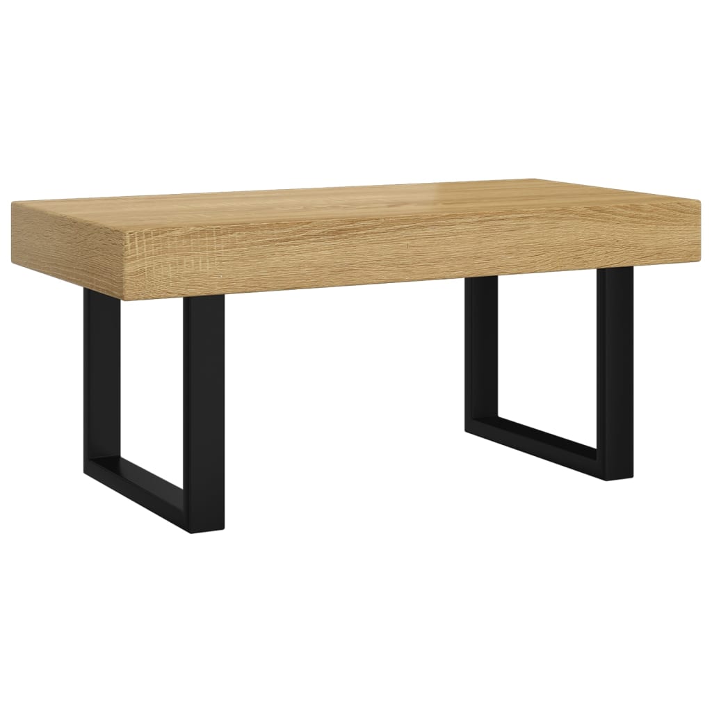 vidaXL Salontafel 90x45x40 cm MDF en ijzer lichtbruin en zwart