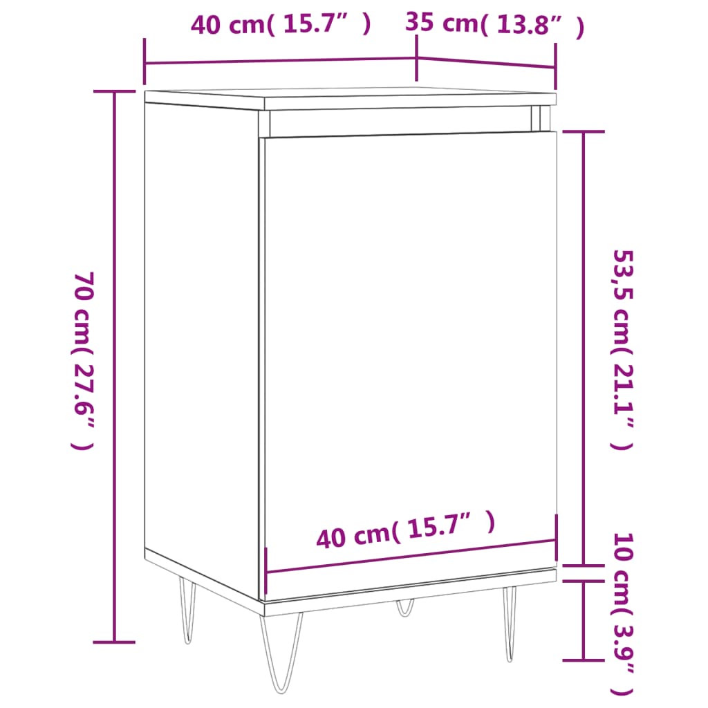 vidaXL Dressoirs 2 st 40x35x70 cm bewerkt hout betongrijs