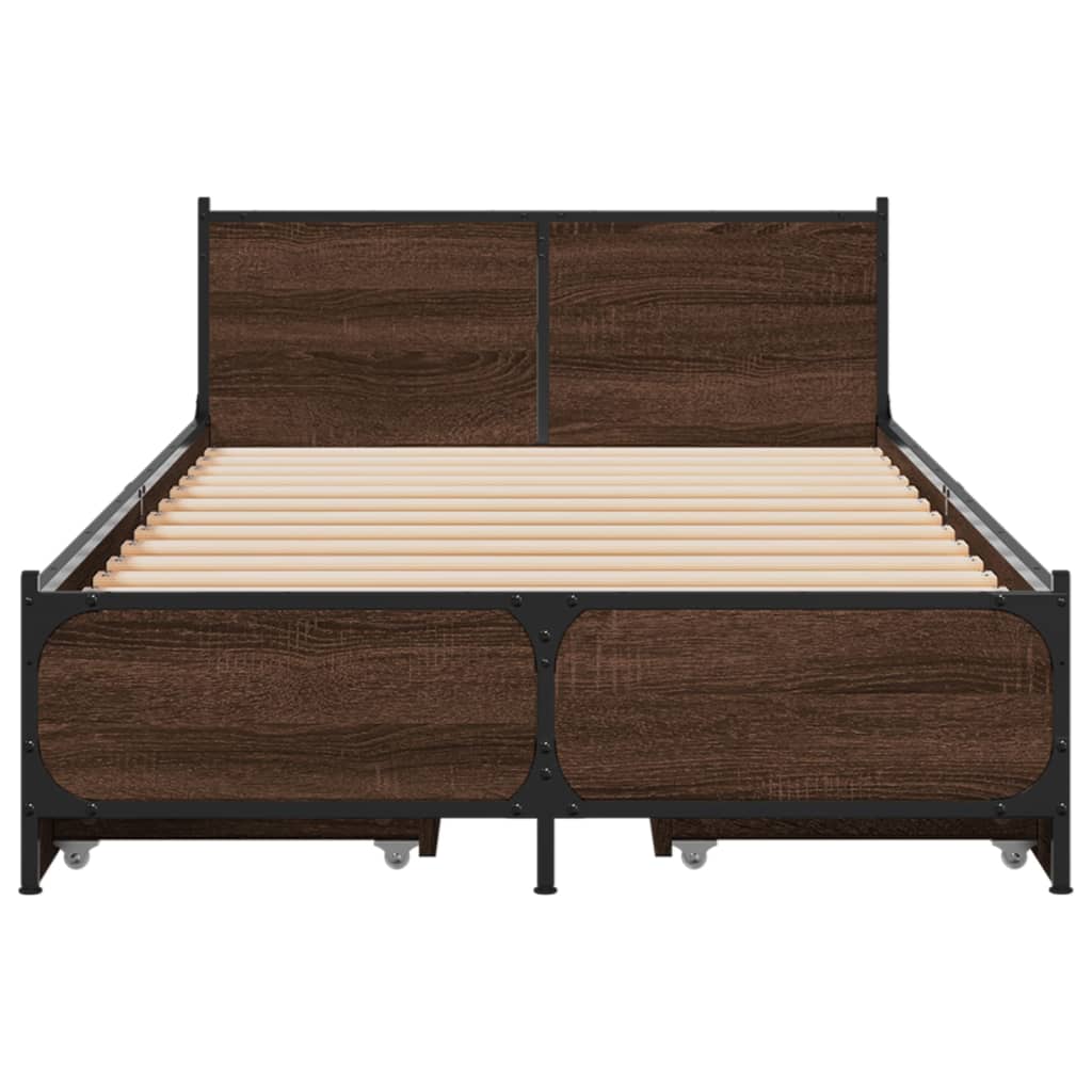 vidaXL Bedframe met lades bewerkt hout bruin eikenkleur 100x200 cm