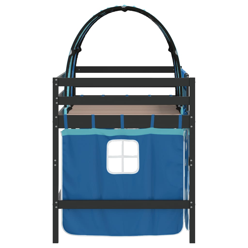 vidaXL Kinderhoogslaper met tunnel 80x200 cm massief grenenhout blauw