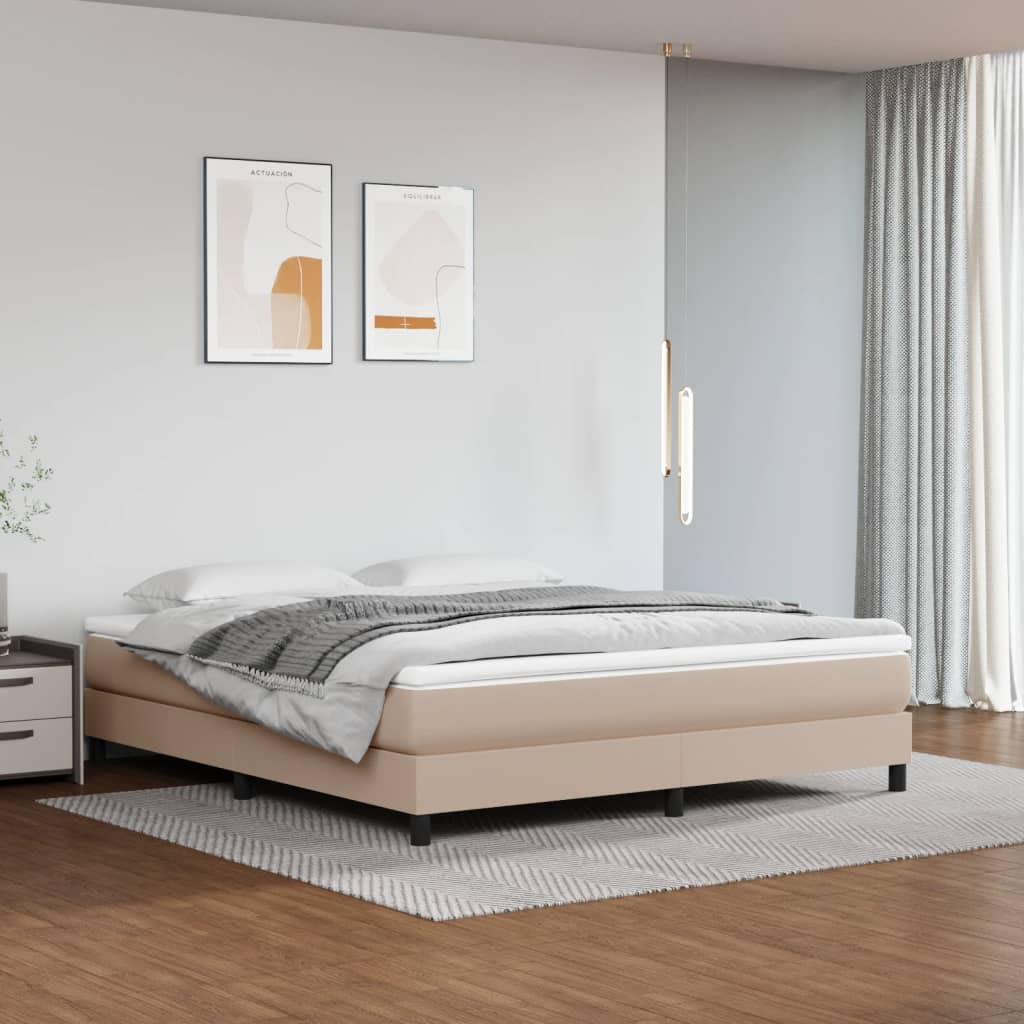 vidaXL Boxspring met matras kunstleer cappuccinokleurig 180x200 cm