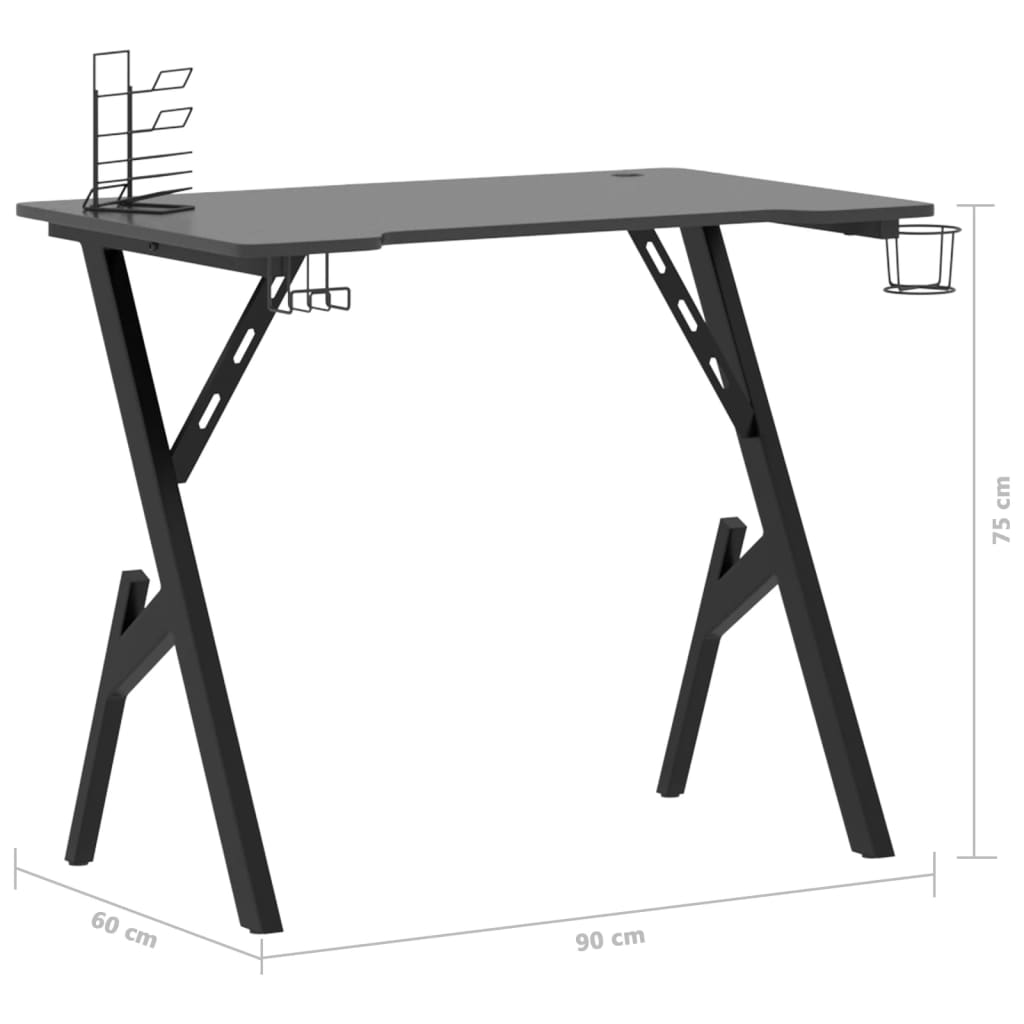 vidaXL Gamingbureau met Y-vormige poten 90x60x75 cm zwart