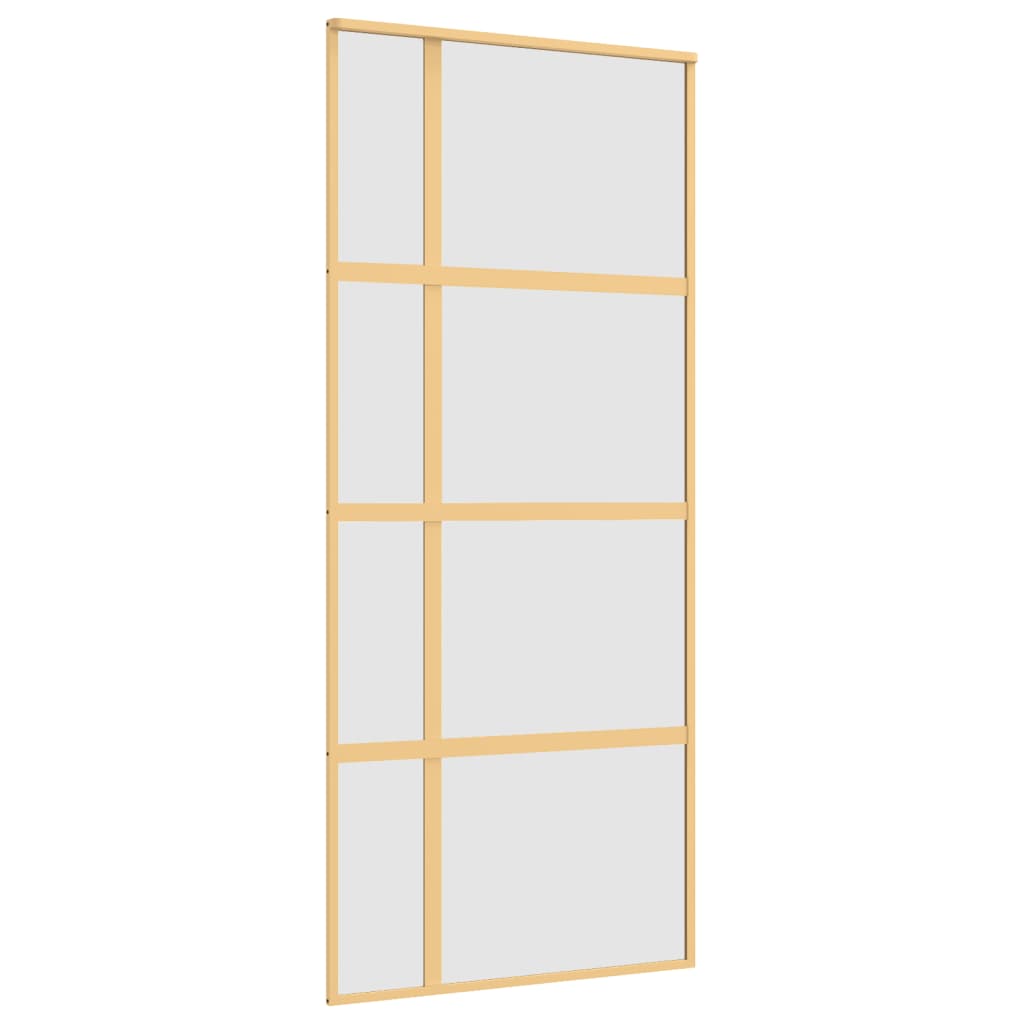 vidaXL Schuifdeur 90x205 cm mat ESG-glas en aluminium goudkleurig