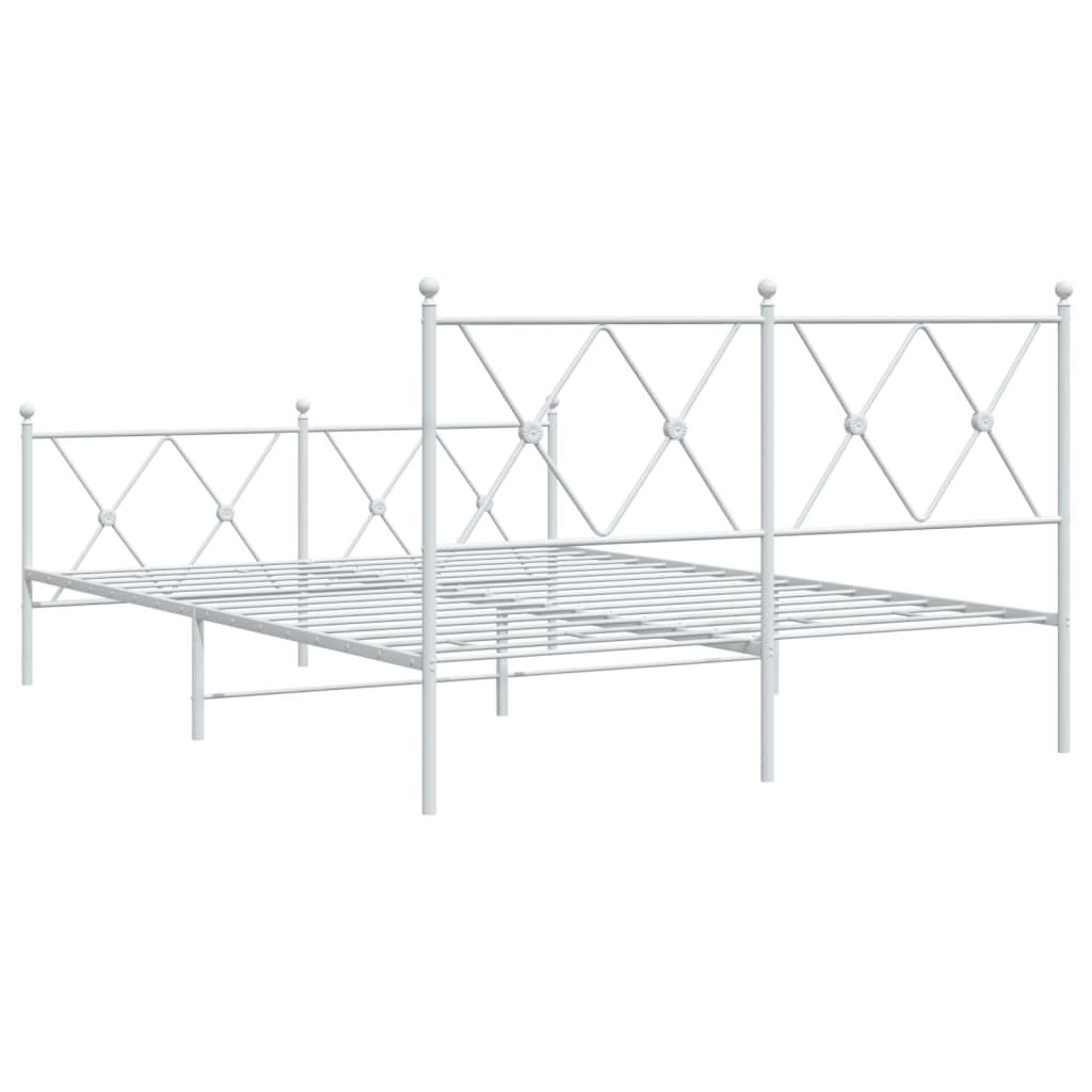 vidaXL Bedframe met hoofd- en voeteneinde metaal wit 140x200 cm