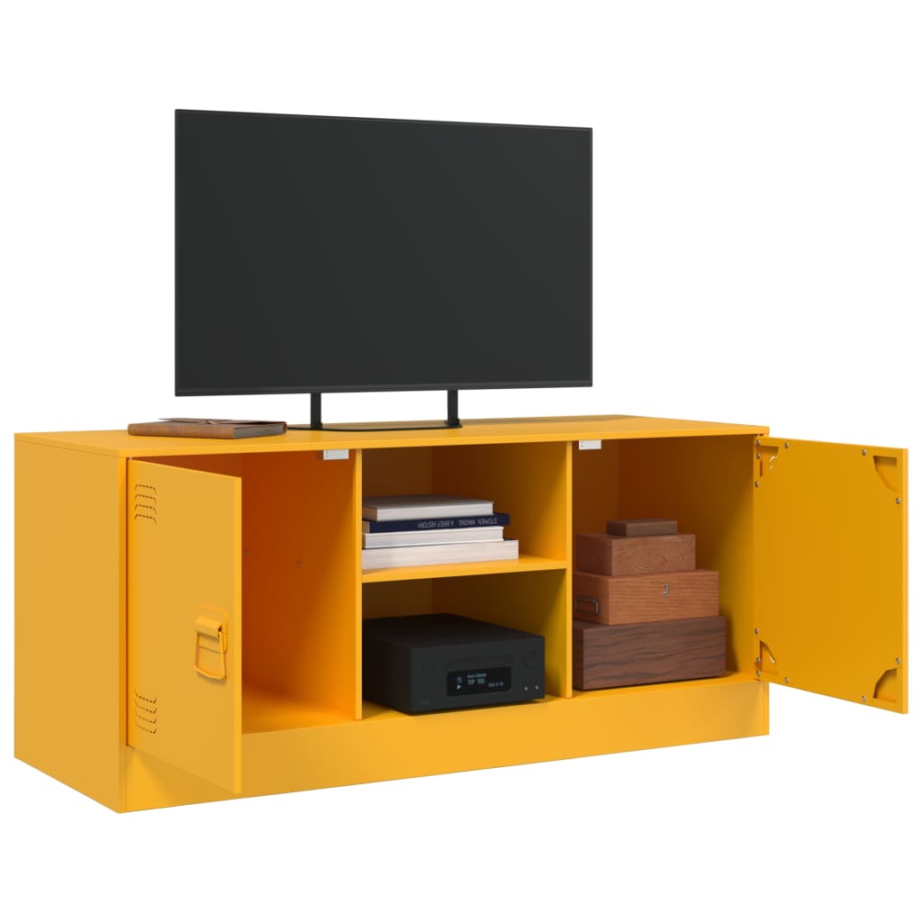 vidaXL Tv-meubel 99x39x44 cm staal mosterdgeel