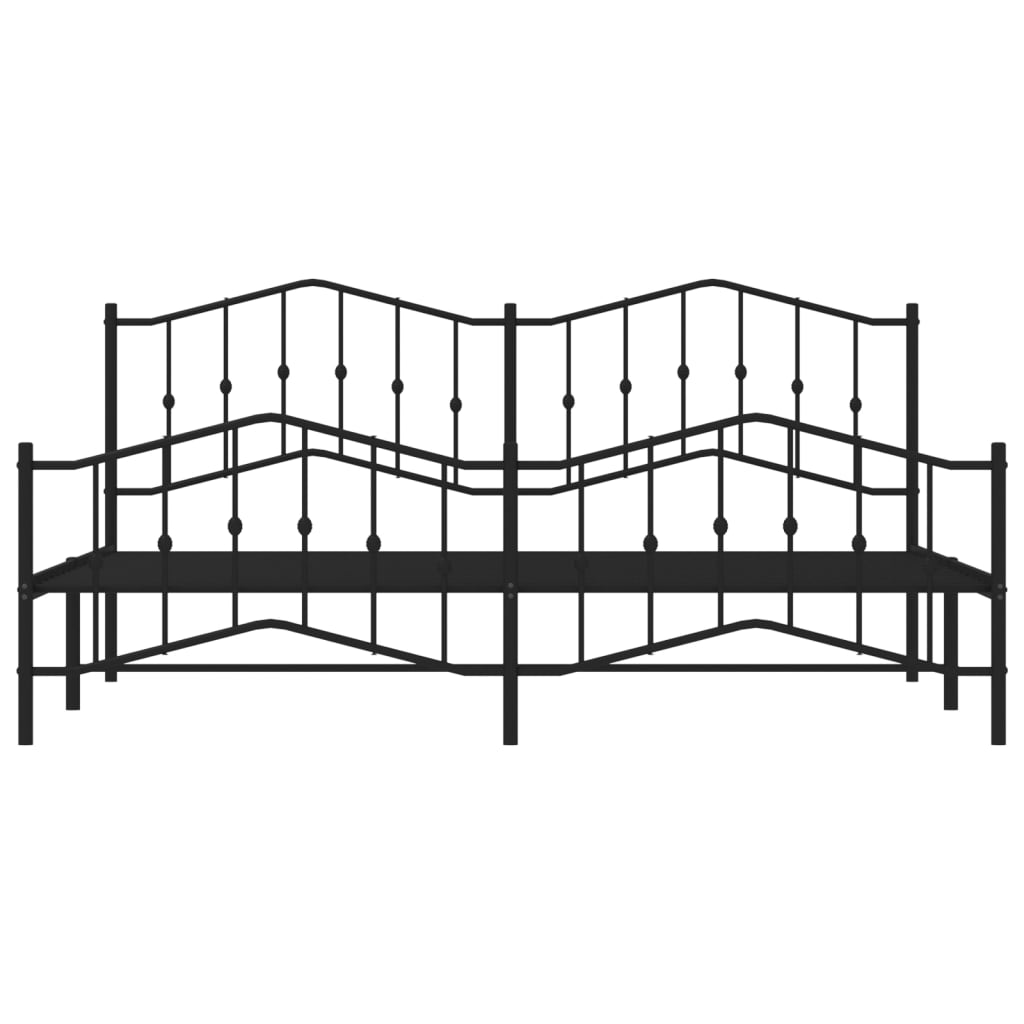 vidaXL Bedframe met hoofd- en voeteneinde metaal zwart 200x200 cm