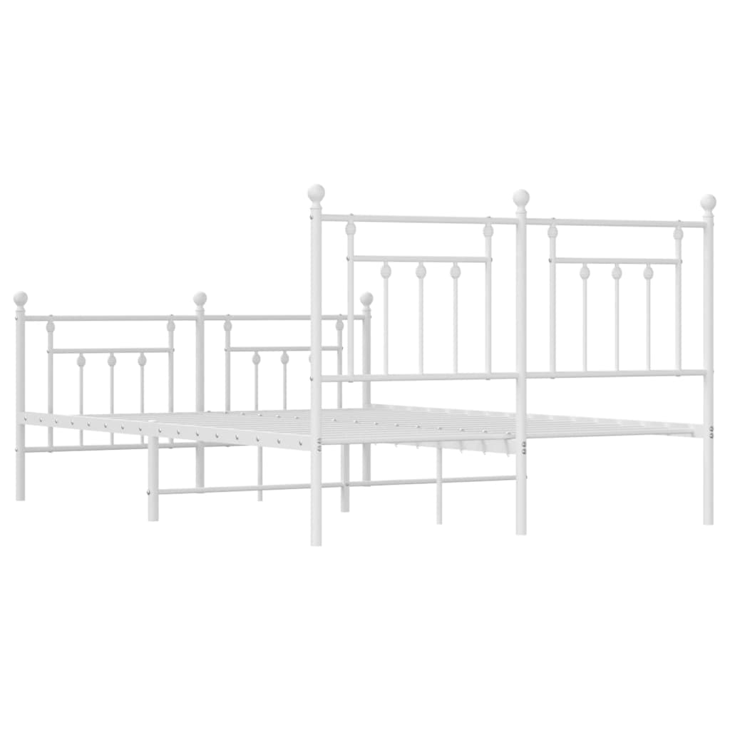 vidaXL Bedframe met hoofd- en voeteneinde metaal wit 150x200 cm