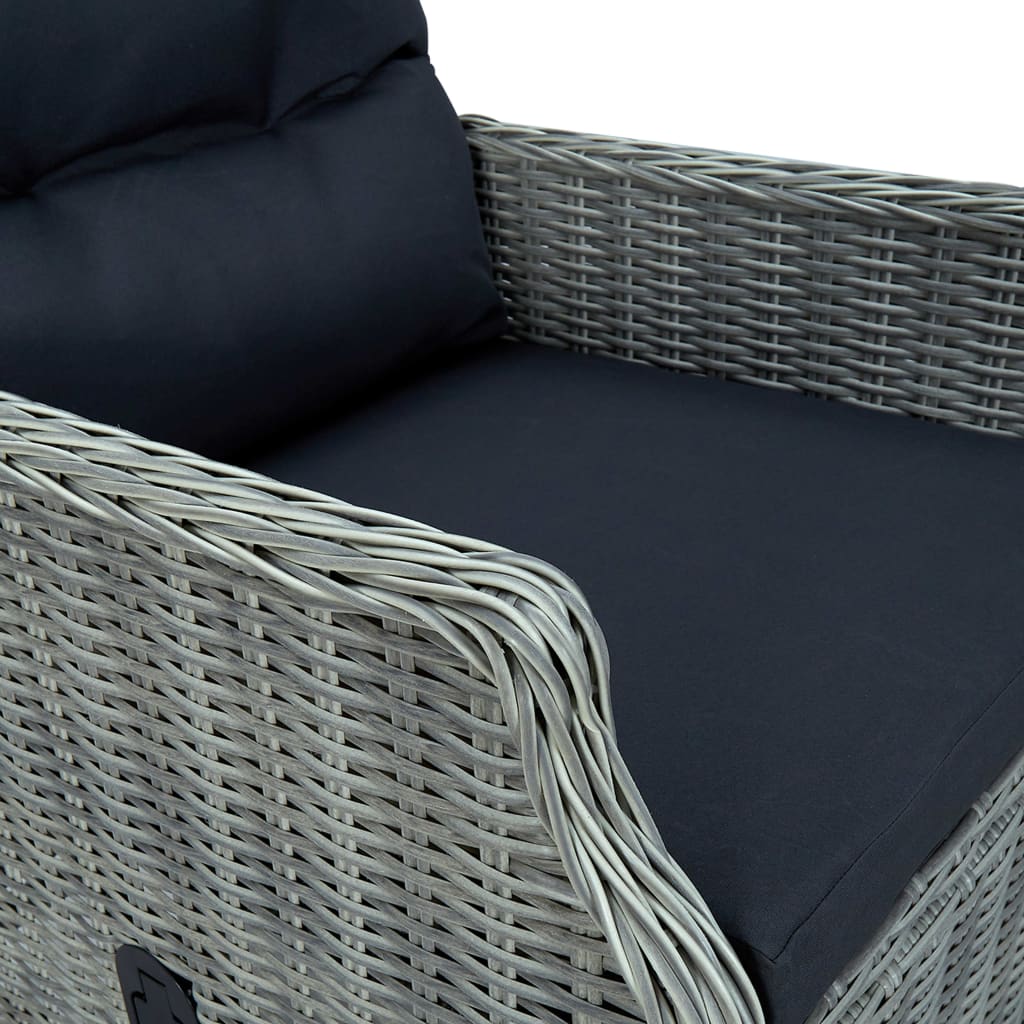 vidaXL 2-delige Loungeset met kussens poly rattan lichtgrijs