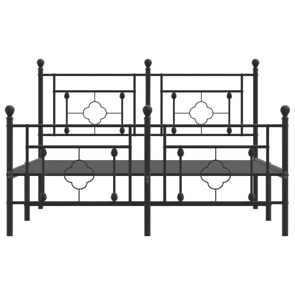 vidaXL Bedframe met hoofd- en voeteneinde metaal zwart 140x200 cm