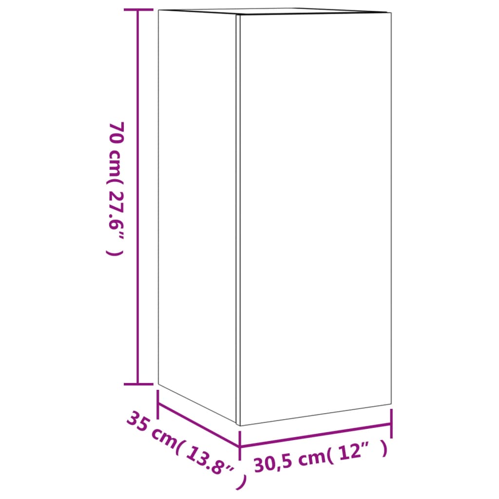 vidaXL Tv-wandmeubelen met LED 2 st 30,5x35x70 cm grijs sonoma eiken