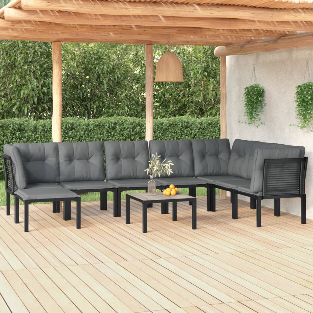 vidaXL 9-delige Loungeset poly rattan zwart en grijs