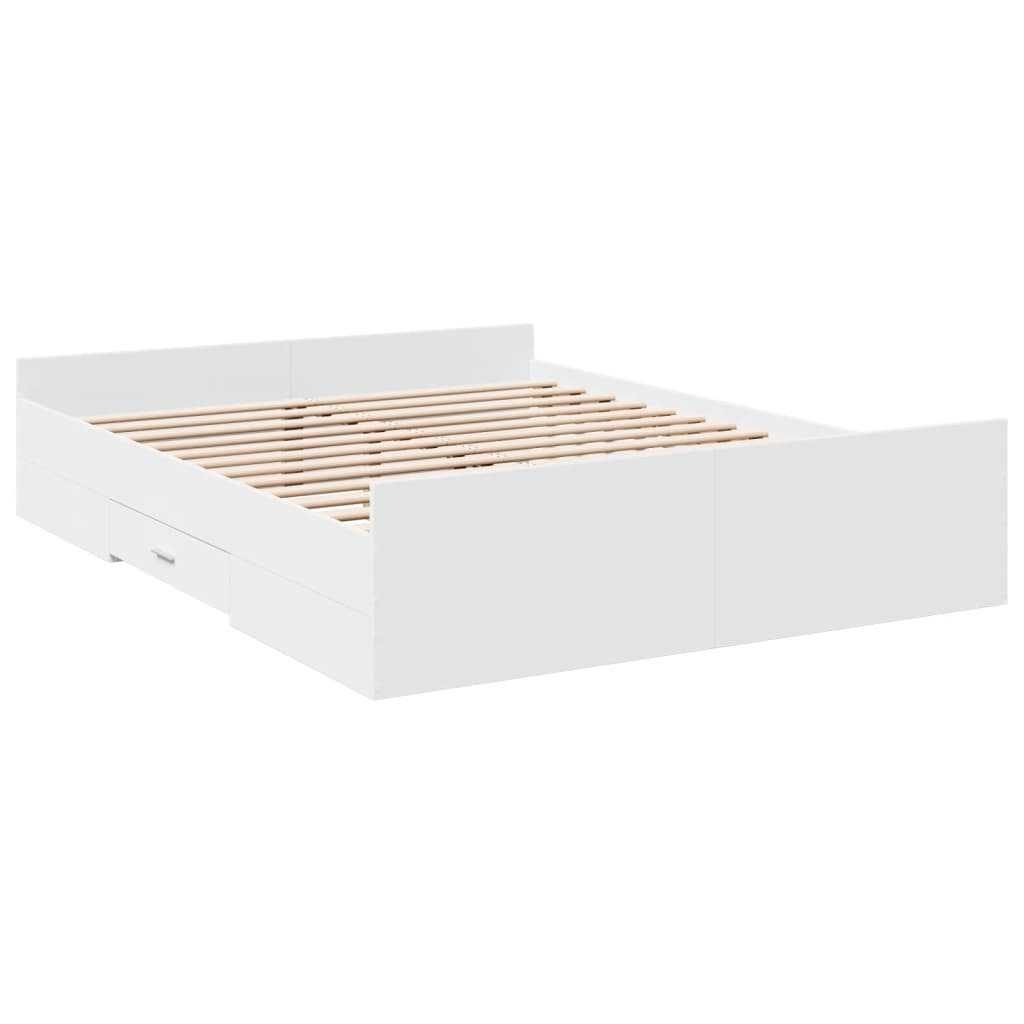 vidaXL Bedframe met lades bewerkt hout wit 160x200 cm